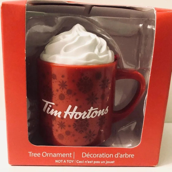 2021  Tim Hortons Ornament Red Coffee Mug Christmas Holiday Cup Hot Chocolate - Picture 9 of 11